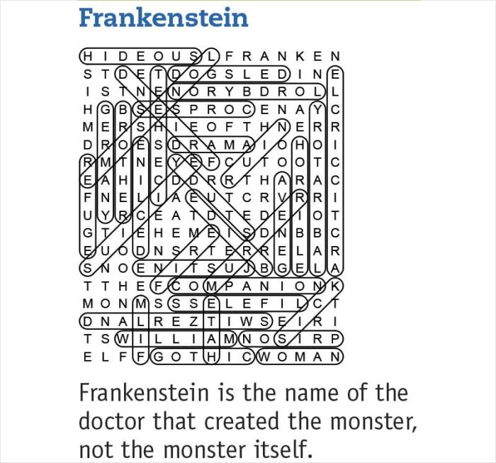 Frankenstein word search answer key