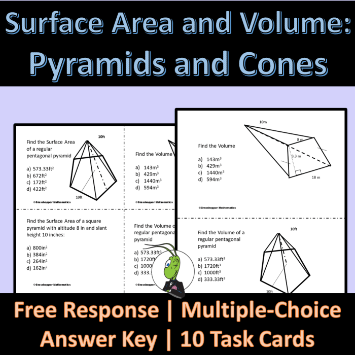 Surface areas of pyramids and cones