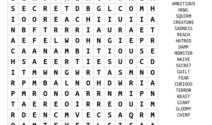 Frankenstein word search answer key