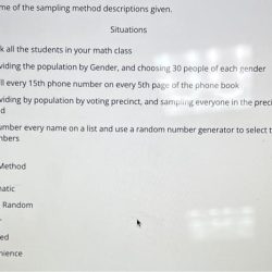 Match the name of the sampling method descriptions given.